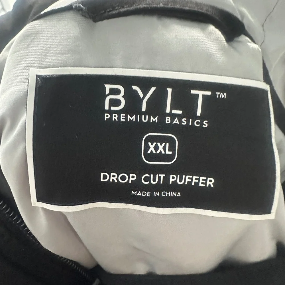 BYLT Premium Basics Drop Cut Puffer Jacket XXL Black Hooded Route Full Zip